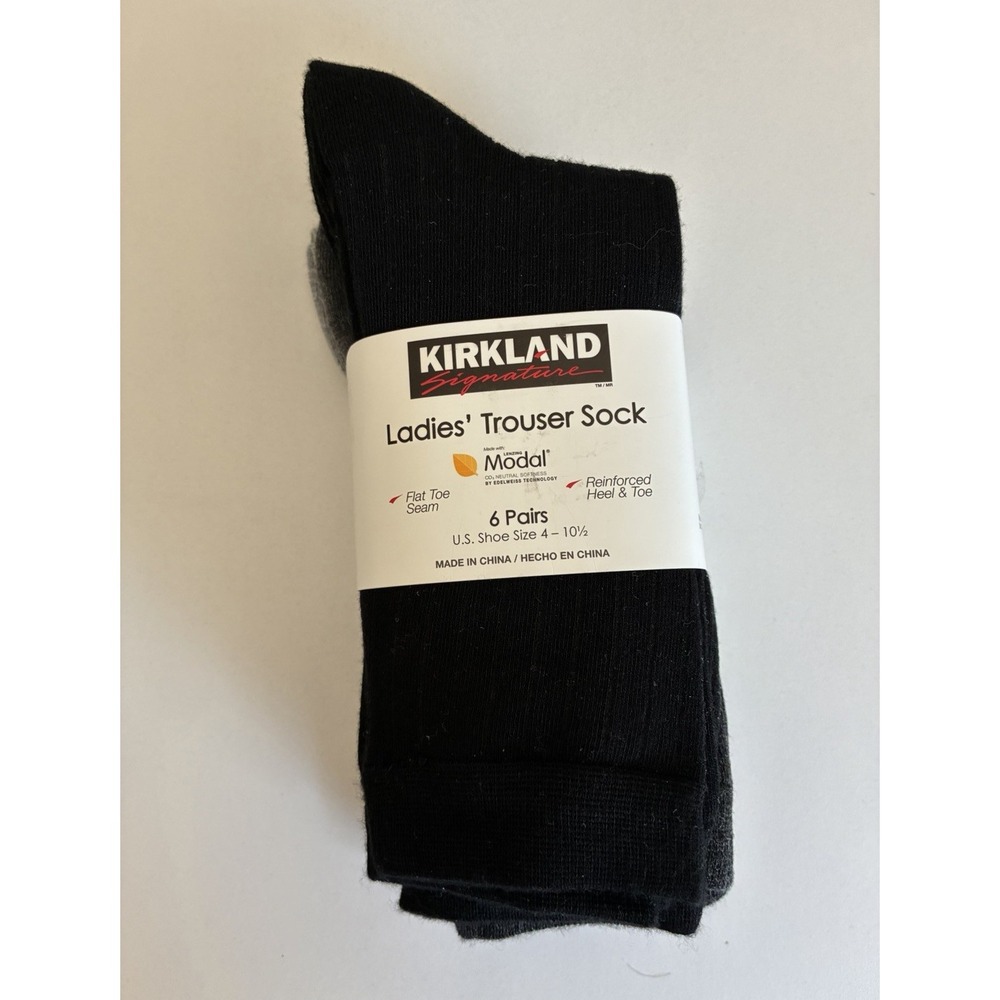 Kirkland Signature Women's Trouser Socks 5 Pairs Black/Gray 4-10.5